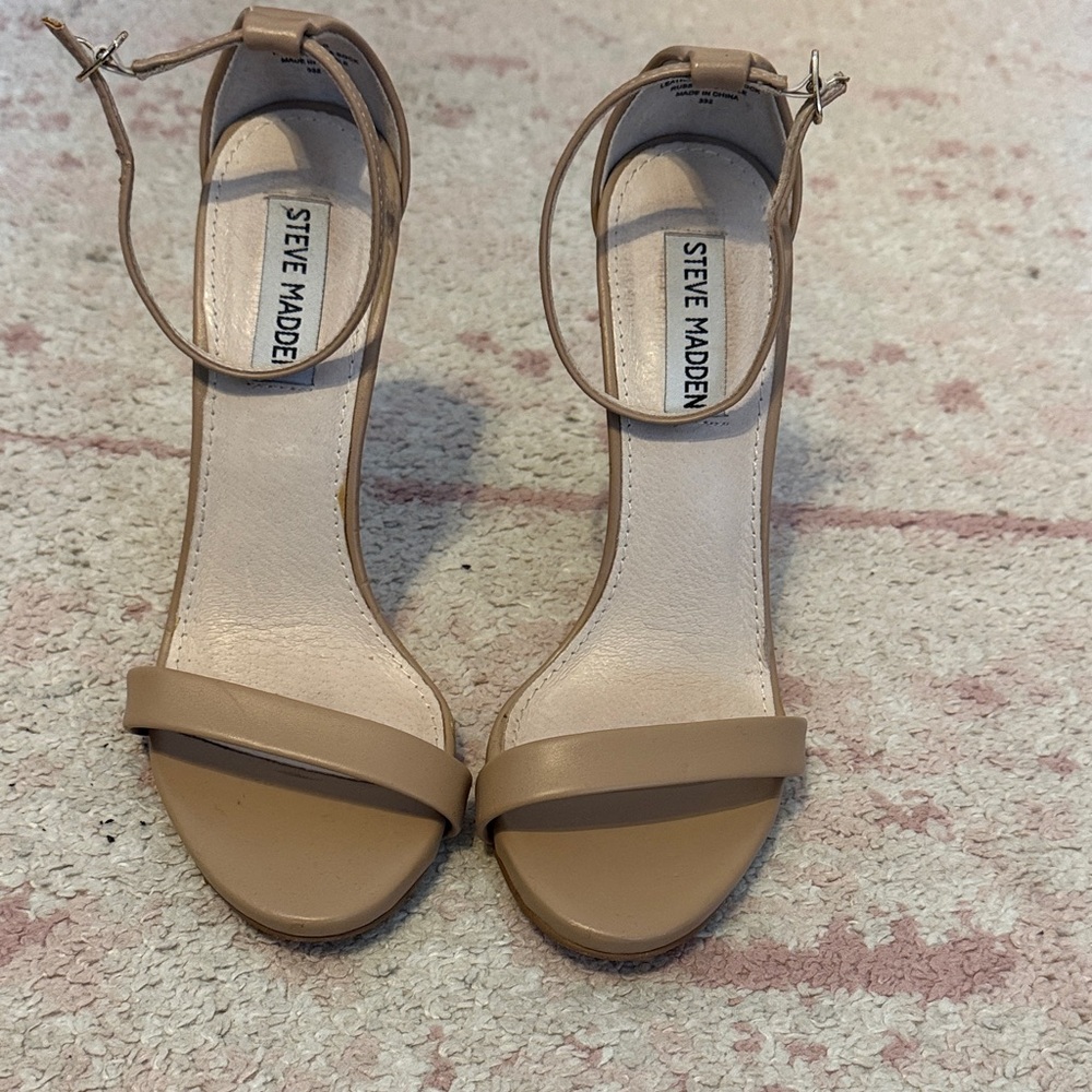 Steve Madden Beige Ankle Strap Heels